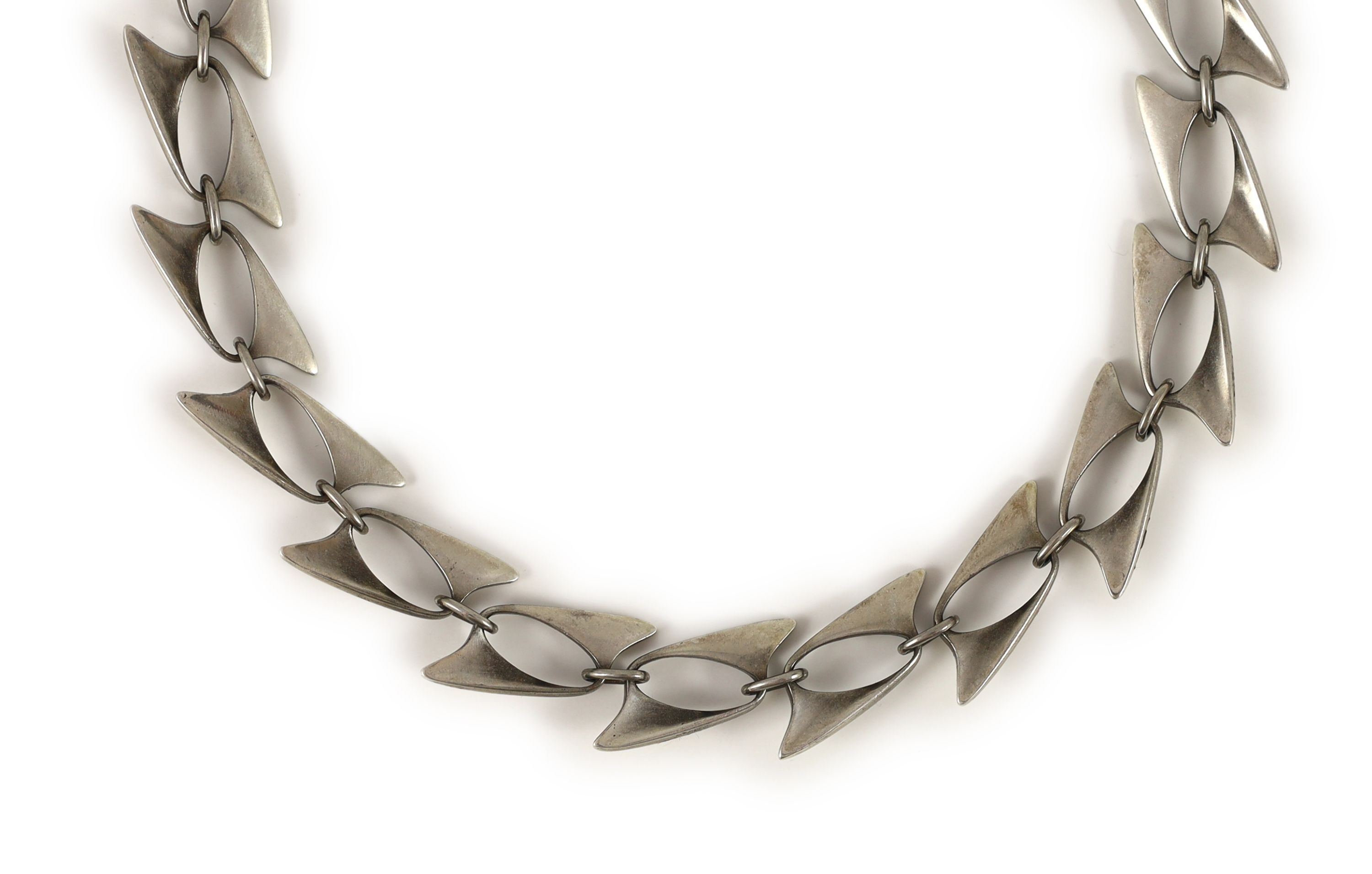 A Georg Jensen sterling silver stylised link necklace, designed by Henning Koppel, no. 273